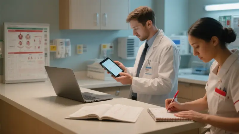 Healthcare data visualization showing real-world evidence analytics with charts and graphs representing clinical outcomes and patient data analysis